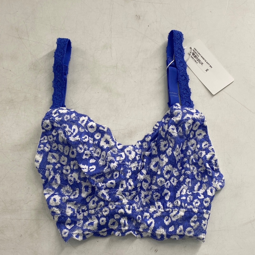 Cosabella Blue & White Leopard Lace Bralette
